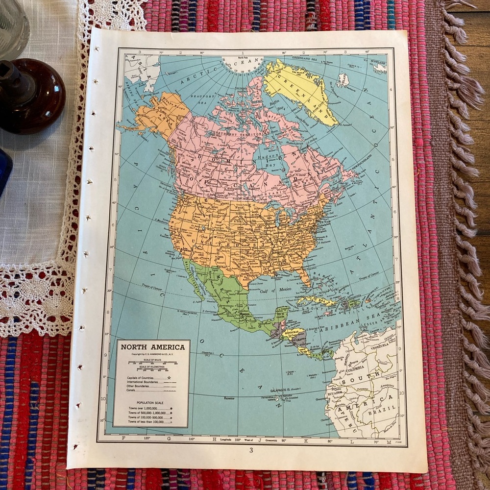 1949 North America Map Ready to Frame 9 1/4” x 12 1/4”